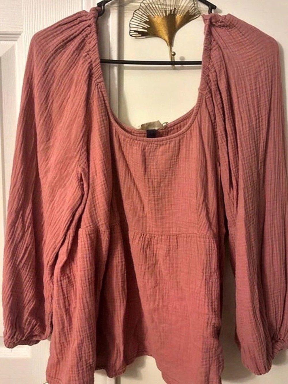 Universal Thread Textured Long Sleeve Blouse Pink XL